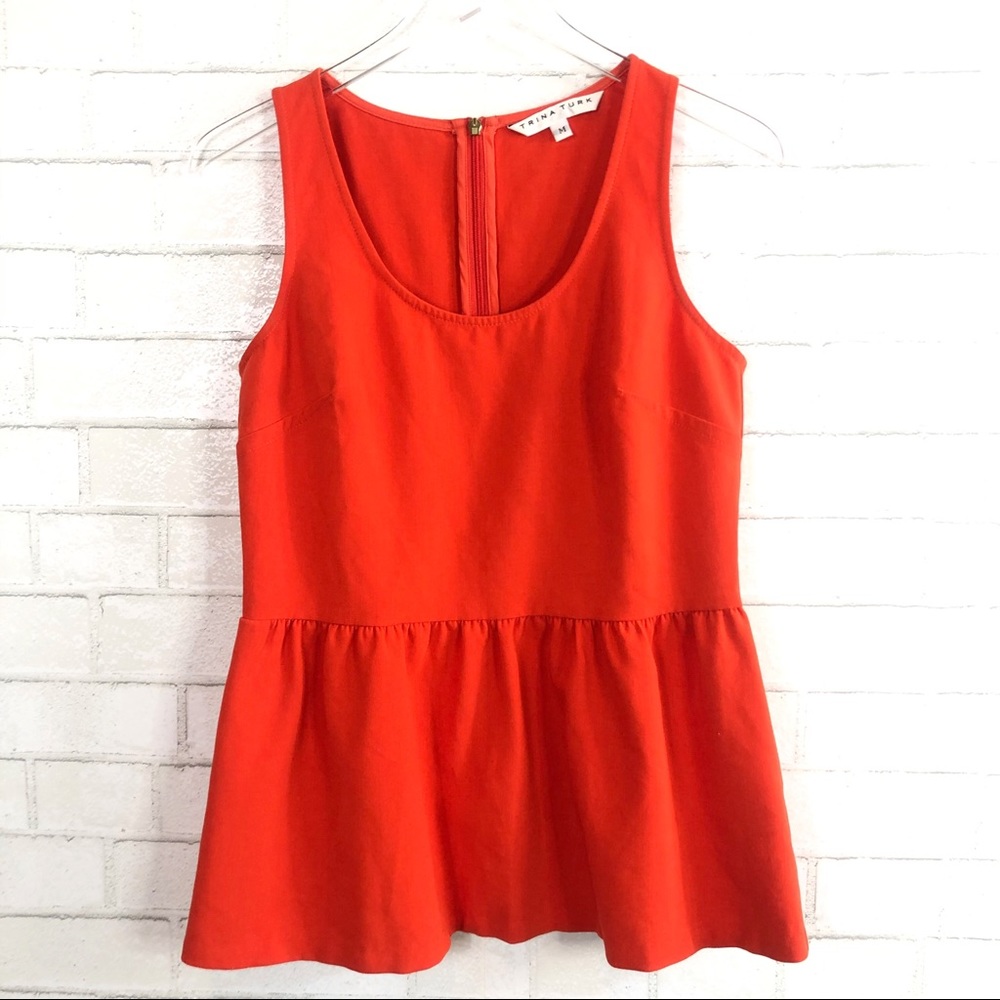 Trina Turk Orange Peplum Tank Top - Picture 4 of 8